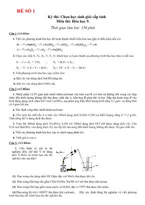 3 Đề thi học sinh giỏi môn Hóa học Lớp 9